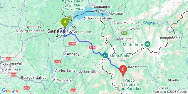 Map: Geneva Airport (GVA) to Verbier