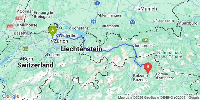 Map: Zurich Airport (ZRH) to La Villa Stern