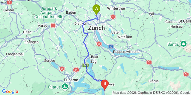 Map: Zurich Airport (ZRH) to Morschach