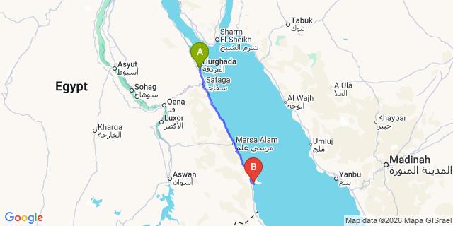 Map: Hurghada Airport (HRG) to Berinice