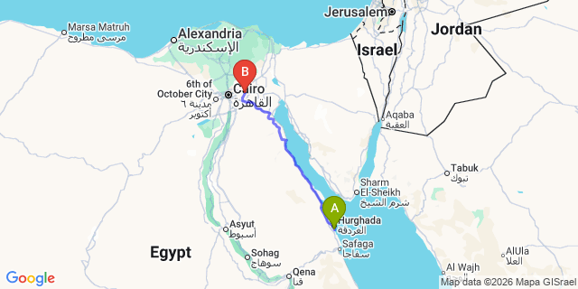 Map: Hurghada Airport (HRG) to Madinat