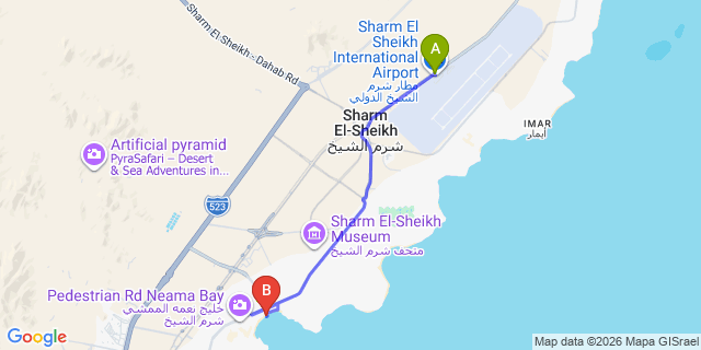 Map: Sharm El Sheikh Airport (SSH) to Naama Bay