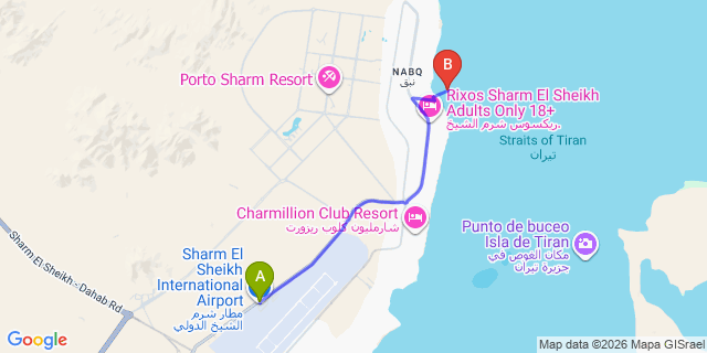 Map: Sharm El Sheikh Airport (SSH) to Naqb Bay