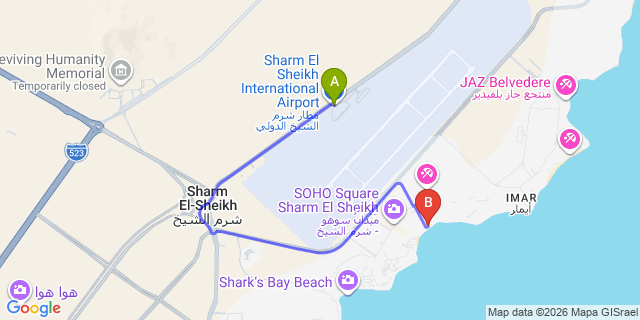 Map: Sharm El Sheikh Airport (SSH) to Shark’s Bay