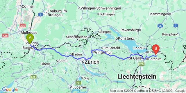 Map: Basel Airport (BSL) to Fontanella