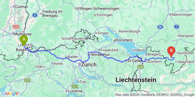 Map: Basel Airport (BSL) to Galtuer