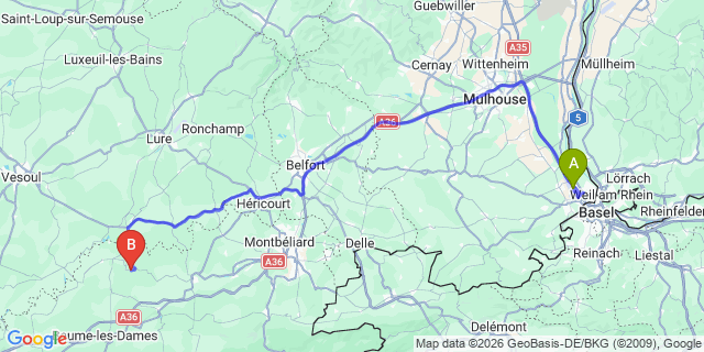 Map: Basel Airport (BSL) to Le Grand-Bornand