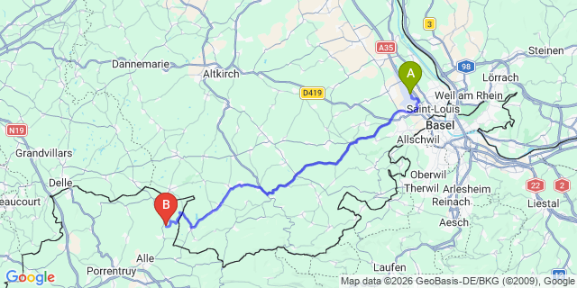 Map: Basel Airport (BSL) to Les Diablerets