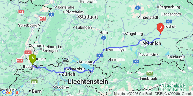 Map: Basel Airport (BSL) to Soll