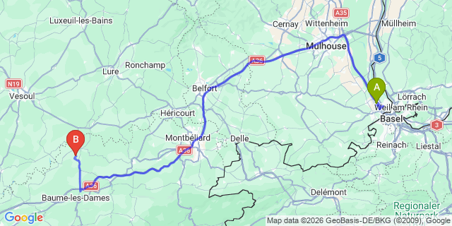 Map: Basel Airport (BSL) to St Francois Longchamp
