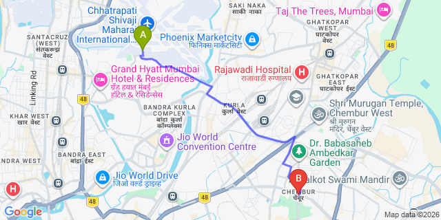 Map: Mumbai Airport (BOM) to Chembur