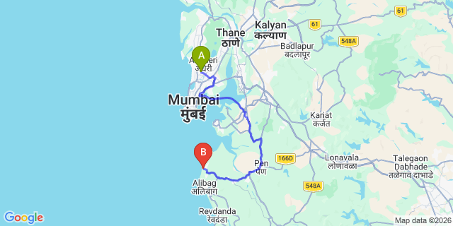 Map: Mumbai Airport (BOM) to Kihim