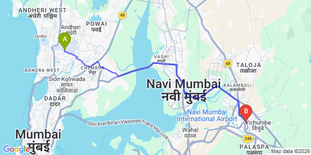 Map: Mumbai Airport (BOM) to Panvel