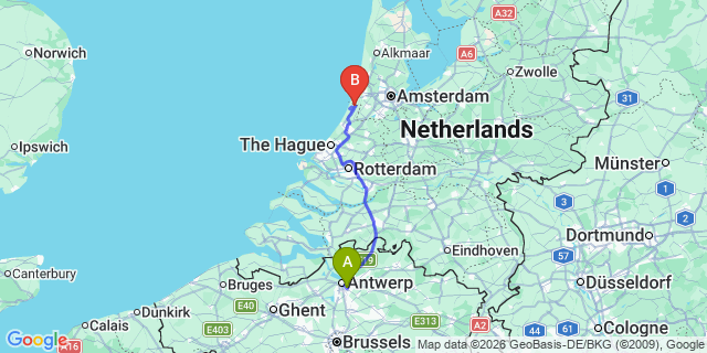 Map: Antwerp Airport (ANR) to Overijse