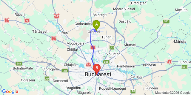 Map: Bucharest Airport (OTP), Henri Coandă to Nest Boutique Hostel, Bucharest