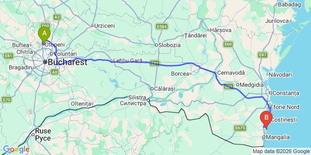Map: Bucharest Airport (OTP), Henri Coandă to Olimp