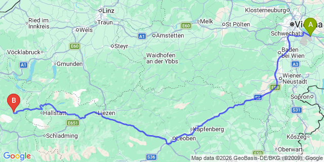 Map: Vienna Airport (VIE) to Abtenau