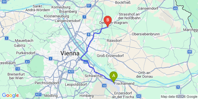 Map: Vienna Airport (VIE) to Aderklaa