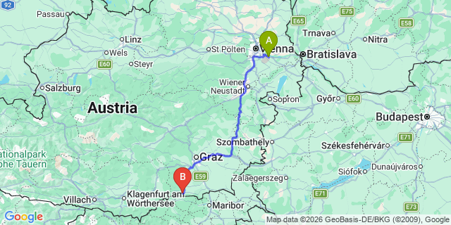 Map: Vienna Airport (VIE) to Aibl