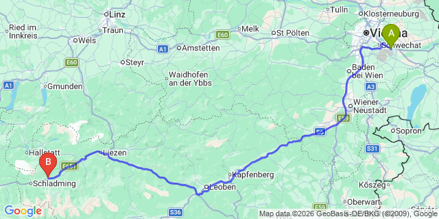 Map: Vienna Airport (VIE) to Aich