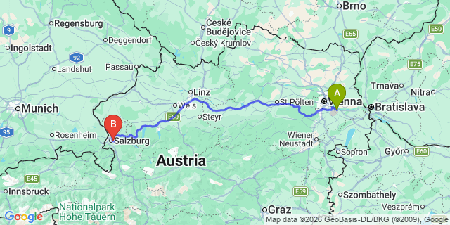 Map: Vienna Airport (VIE) to Aiggen