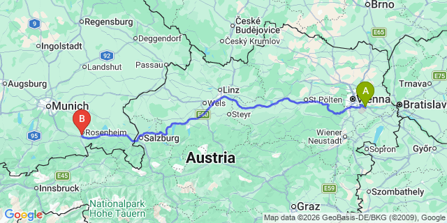 Map: Vienna Airport (VIE) to Aising