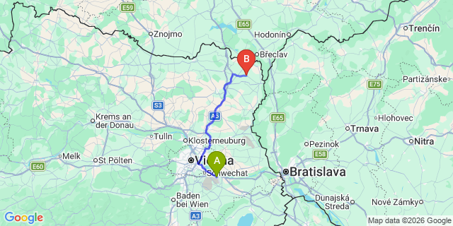 Map: Vienna Airport (VIE) to Altlichtenwarth