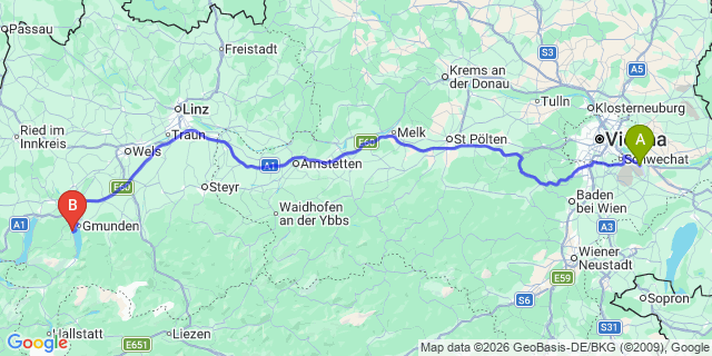 Map: Vienna Airport (VIE) to Altmünster