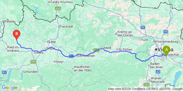 Map: Vienna Airport (VIE) to Altschwendt