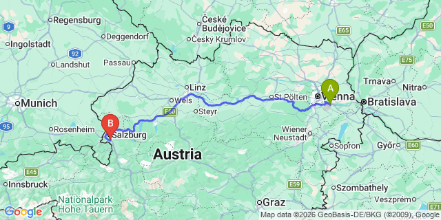 Map: Vienna Airport (VIE) to Anif