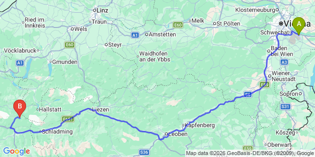 Map: Vienna Airport (VIE) to Annaberg-Lungötz