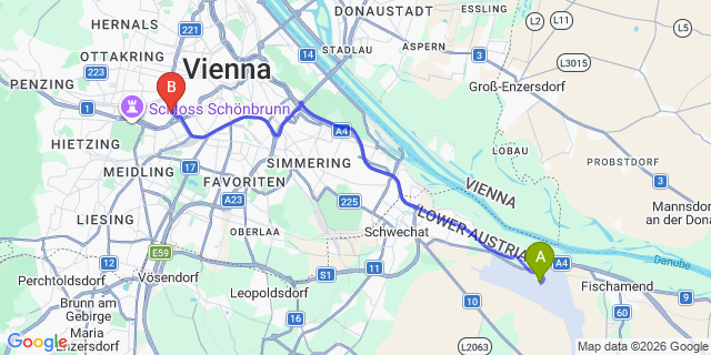 Map: Vienna Airport (VIE) to Aparthotel Residence