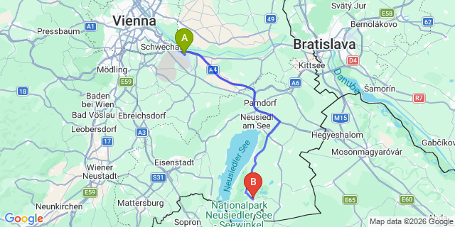 Map: Vienna Airport (VIE) to Apetlon