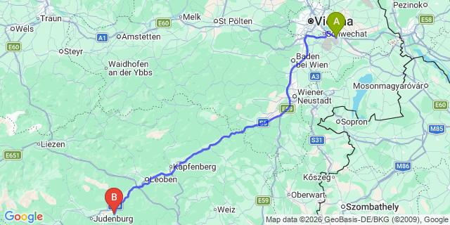 Map: Vienna Airport (VIE) to Apfelberg