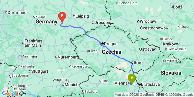 Map: Vienna Airport (VIE) to Apolda