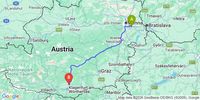 Map: Vienna Airport (VIE) to Arndorf
