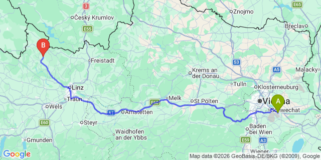 Map: Vienna Airport (VIE) to Arnreit