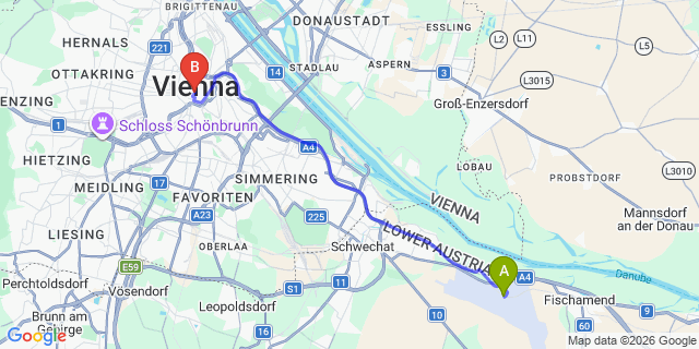Map: Vienna Airport (VIE) to Aviano - Boutique hotel