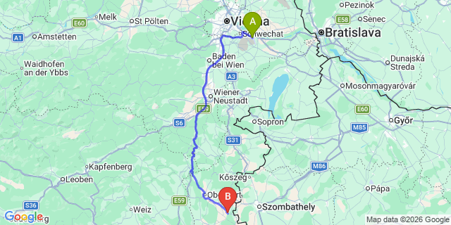 Map: Vienna Airport (VIE) to Badersdorf
