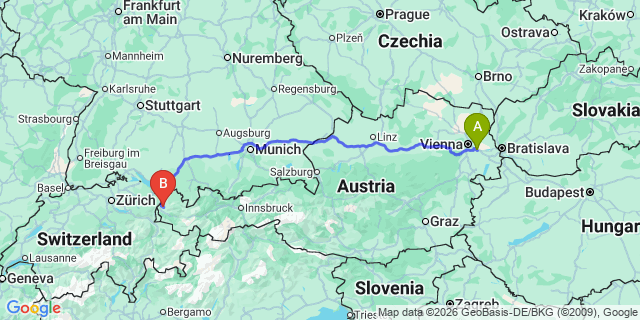 Map: Vienna Airport (VIE) to Batschuns