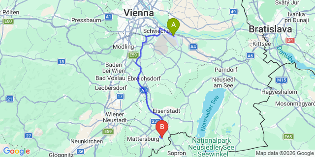 Map: Vienna Airport (VIE) to Baumgarten