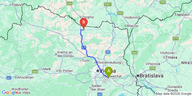 Map: Vienna Airport (VIE) to Baumgartner