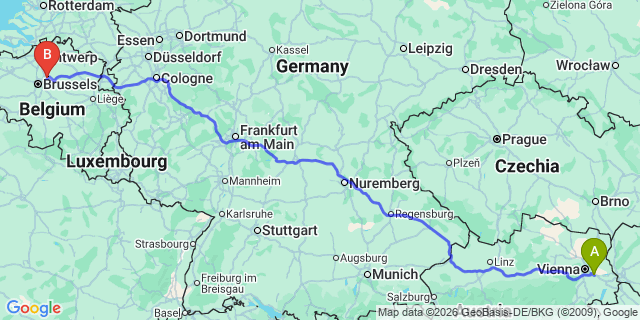 Map: Vienna Airport (VIE) to Berg
