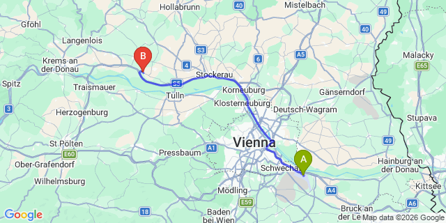 Map: Vienna Airport (VIE) to Bierbaum am Kleebühel