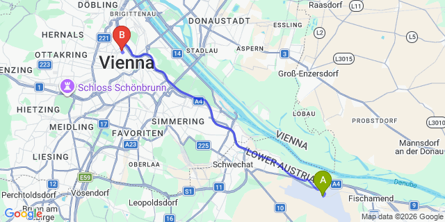 Map: Vienna Airport (VIE) to Borse Buros am Ring