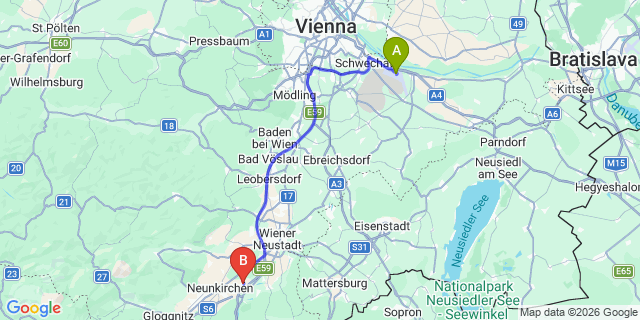 Map: Vienna Airport (VIE) to Breitenau