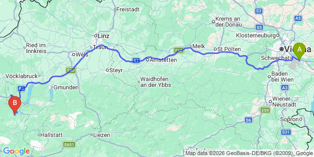 Map: Vienna Airport (VIE) to Breitenberg