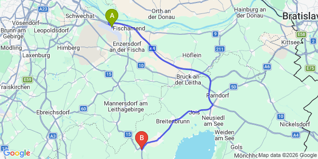 Map: Vienna Airport (VIE) to Donnerskirchen