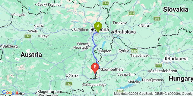 Map: Vienna Airport (VIE) to Eberau