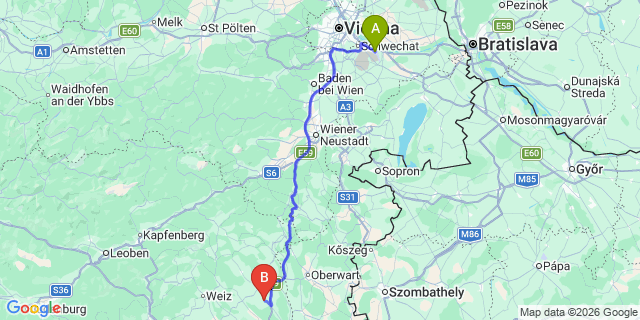 Map: Vienna Airport (VIE) to Ebersdorf